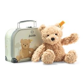 Steiff Cuddly Toy Jimmy Teddy Bear in Suitcase, Cute Stuffed Toy with Plastic Eyes, Children, Boys and Girls, Soft Cuddly Friends, Plush Toy 25 cm, Light Brown, 113918