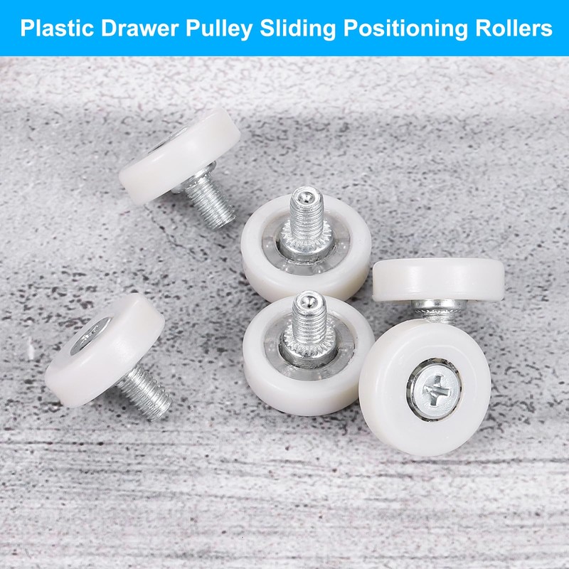 sourcing map 6 Pack Drawer Rollers, 22mm Plastic Drawer Pulley
