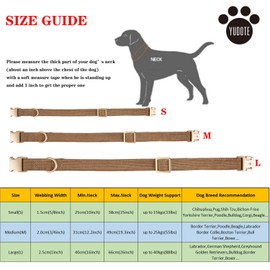 YUDOTE Ultraweiches Hundehalsband natürliche Baumwolle Cord für Kleine Hunde mit empfindlicher Haut,Braun