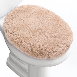 Baahrnom Luxury Toilet Lid Cover 19.5"x 16" Machine Washable Solid Seat Covers Adjustable Rubber Backing Fits Most 18-19.5" L x 14-16" W Elongated Toilet Seat