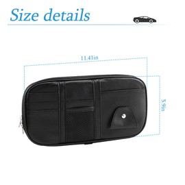 Car Sun Visor Organizer, Sunglass Holder and Storage Pocket, Card Cash Pouch with Multi-Pocket Net Zipper, Case Bag for License Pen Key, Auto Interior Accessories for Truck, SUV, Van (Blue)