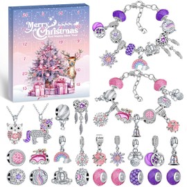 Hymarvo Advent Calendar 2024 Children Girls, Christmas Calendar Jewellery Crafts Girls Bracelets Necklaces, 24 Filling Advent Calendar Jewellery Christmas Gifts Girls 6 7 8 9 10 11 12 13 Years