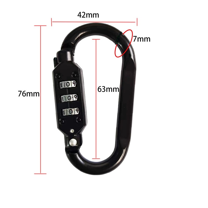 MyyYiTar Large 3 Inch Carabiner with Built-in 3-Digit Combination Lock