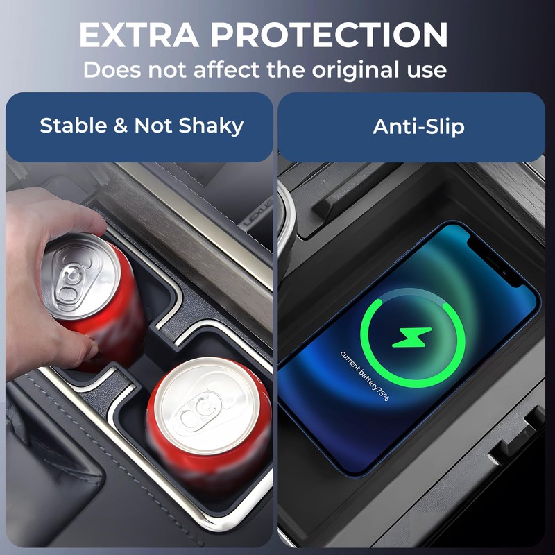 KATORN Cup Holder Insert & Wireless Charging Protective Mats for