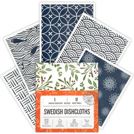 Augine Swedish Dishcloths, 5 Pack Swedish Dishcloths for Kitchen, Super Absorbent, Biodegradable, Quick Drying, Dishwasher Safe