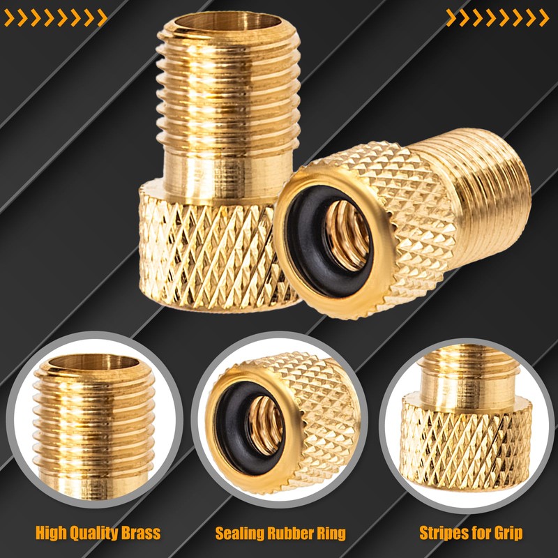 MEAJOO 2PCS Brass Presta Valve Adapter, Convert Presta to Schrader