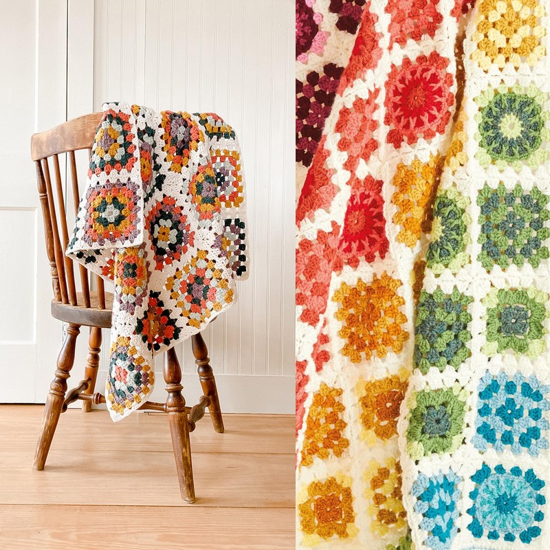 FRUHLING Pack of 50 Granny Square Crochet Cards Colourful Mixes