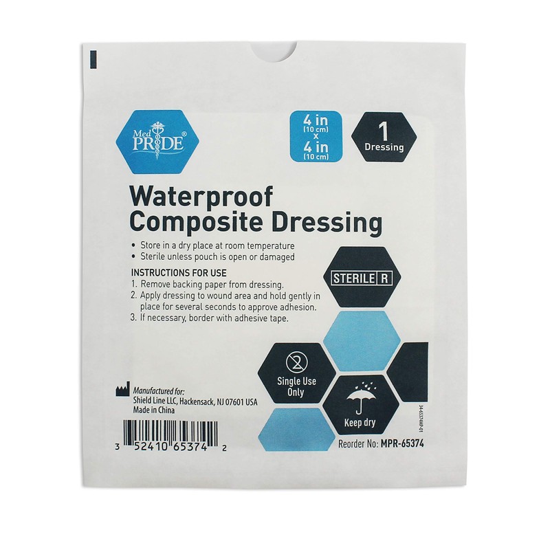 MED PRIDE Sterile Waterproof Foam Composite Dressing Pads for Shower,