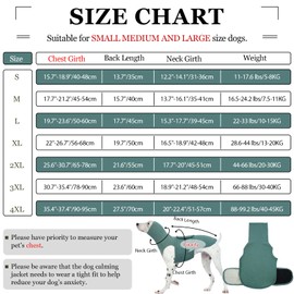 ROZKITCH Dog Anxiety Jacket, Soft Dog Calming Shirt for Lightning, Fireworks Travel, 4th of July Fireworks, Vet Visits and Separation, Keep Pet Calm Anti Anxiety Vest for Large Dogs Green 3XL