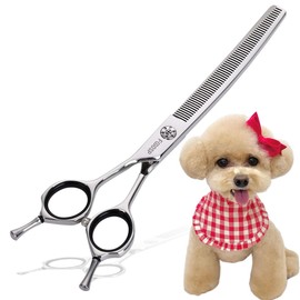 FOGOSP Left Handed Curved Thinning Shears 7 in Professional Left Pet Grooming Scissors for Groomer
