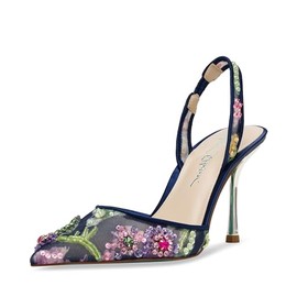 Betsey Johnson Women's Velma Pump, Navy Multi, 9