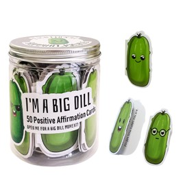 BBJ WRAPS Positive Pickle, Emotional Support Pickles, Mini Affirmation Card Jar, 50 Unique Messages, Positive Pickle Affirmation Cards, Funny Gifts Decorative Jar for Anxiety Relief