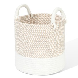 HDRNT Aufbewahrungskorb Geflochten Baumwollseil, Körbchen Wickeltisch Organizer Korb,Stapelbare Speicher Storage Basket, Aufbewahrung Körbe für Kinderzimmer Wohnzimmer Bad Aufbewahrungsbox 25 * 25cm