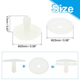 PATIKIL 25mm Doll Joints, 30 Set Plastic Removable Animal Joints Connector Engage Bolt for Bear Limbs Making Head Joints DIY Crafts Accessories, White