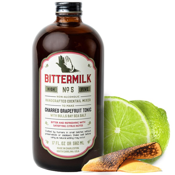 Bittermilk No.5 Charred Grapefruit Tonic with Bulls Bay Sea Salt – All Natural Handcrafted Cocktail Mixer – Margarita Mix, Cocktail Mixer