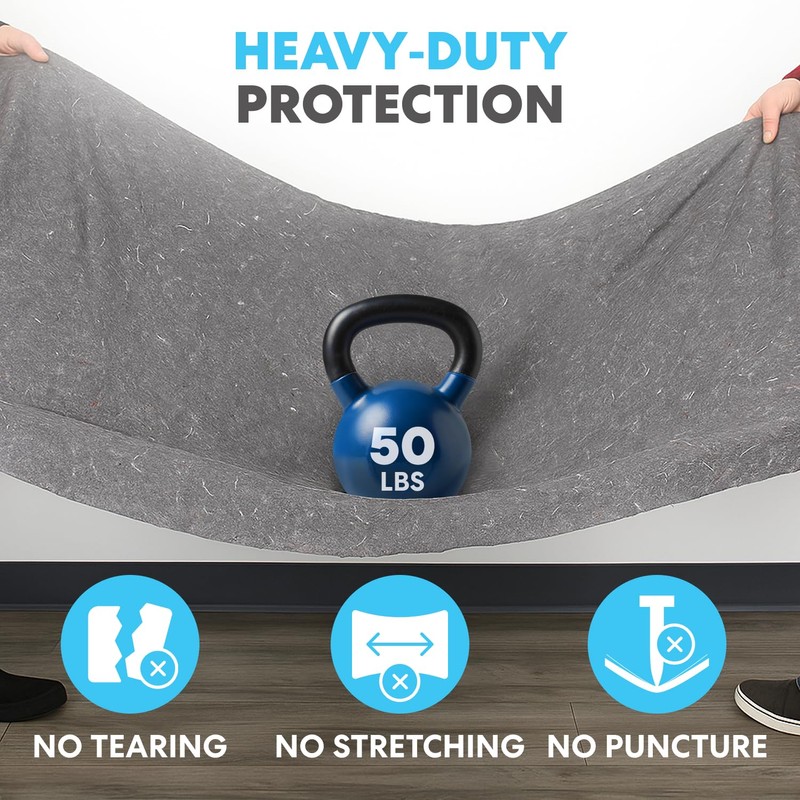 Padded XL Moving Blanket Pads, 12 Pack, Heavy Duty, Eco-Friendly