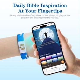 RSKDJSXL 1PCS Daily Bible Verse Bracelets, NFC Inspirational Bracelet Bible Christian Wristbands Jesus Jewelry Gifts for Women Men