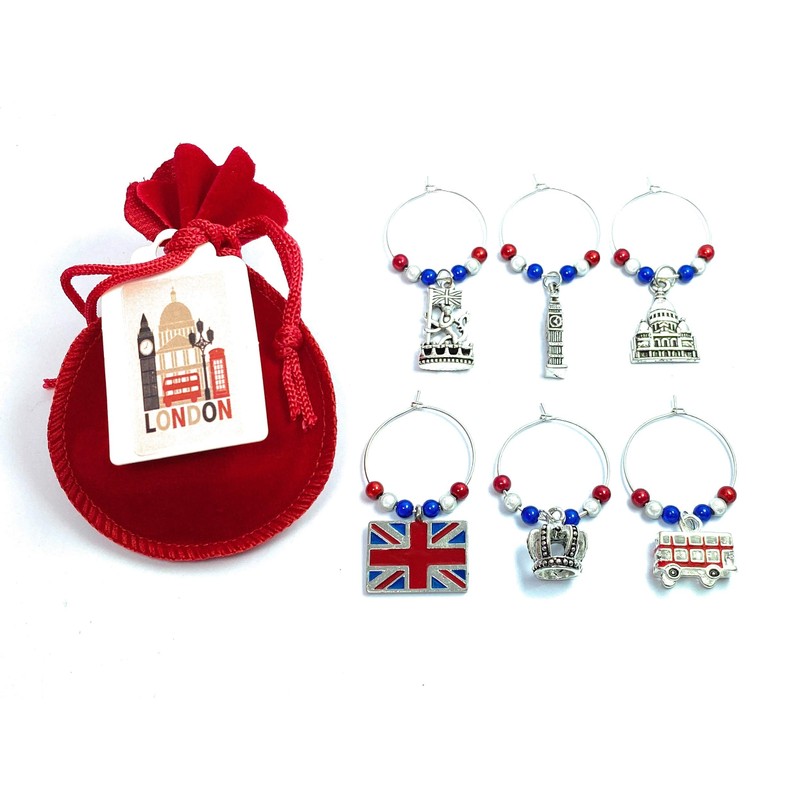 Libby's Market Place London Glass Charms with Velvet Gift Bag