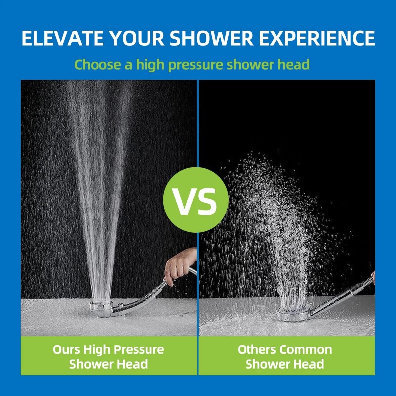 Vrqub High Pressure Handheld Shower Head with ON/OFF Pause Switch
