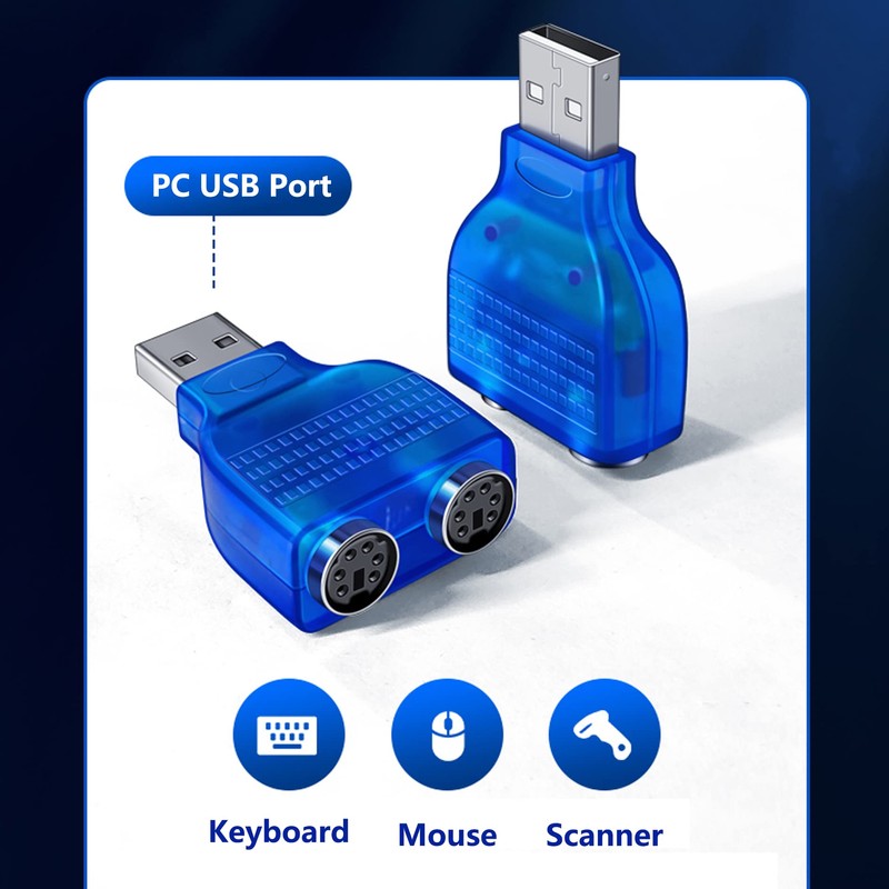 GELRHONR USB to PS2 Adapter，USB to Dual PS/2 Keyborad &
