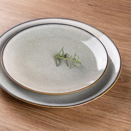 GBHOME Ceramic Dinnerware Sets for 6, 18 Pieces Stoneware Plates and Bowls Sets, Reactive Glaze Dishes -Scratch Resistant, Dishwasher&Microwave Safe