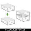 mDesign Plastic Stackable Office Storage Organizer Bin Containers with Front