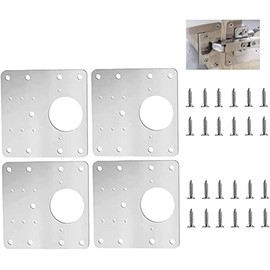 Placa De Reparación Bisagras Gabinete, 4 Piezas Kit Repuesto Soporte Bisagra Puerta Acero Inoxidable Para Cocina, Armario, Muebles, Fácil Instalación Con Tornillos Montaje