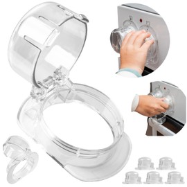 Cooker Knobs Child Lock Pack of 6 Transparent for Large Control Knobs with Max. Diameter 52 x 45 mm, Minimum 63 mm Knob Spacing, Cooker Control Panel Baby Lock, Cooker Protection Rotary Knob,