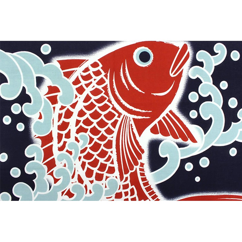 Tenugui Meide Sea Bream, Printing, Single-Sided Dyed, Hand Towel, Interior