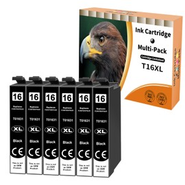 Starlet24 6X T1631 Multipack Compatible with Epson 16 XL Black T1631 Printer Cartridges for Workforce WF-2760 WF-2630 WF-2510 WF-2660 WF-2750 WF-2650 WF-2540 WF-2530 WF-2520