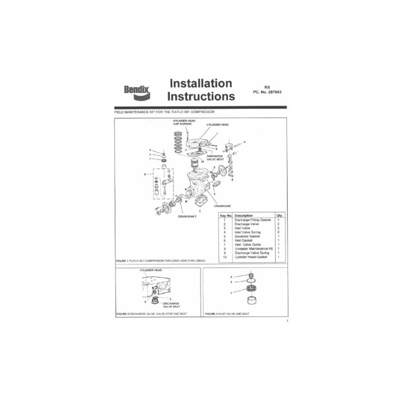 Bendix 287043N Tu-Flo 501 Compressor Field Maintenance Kit