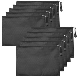 PWGHWG Pack of 10 Wallets Bank Bag 24 × 17 cm Wallet, A5 Document Bag, Waterproof Bank Folder with Zip for Household Business School (Black)