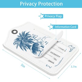 LARTSFRO Beach Summer Luggage Tags for Suitcases, Cute Leather Travel Bag Tags for Luggage, Luggage Accessories for Teen Girls, Travel Gifts Suitcase Tags