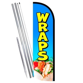 Vista Flags WRAPS Premium Windless Feather Banner Flag Kit (Flag, Pole, & Ground Mt)