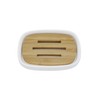 Lofekea Ceramic Soap Dish Bamboo Soap Holder for Bathroom and