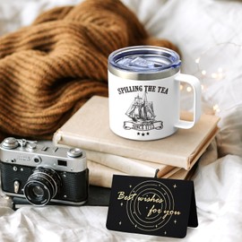 LiqCool History Gifts, History Teacher Gifts for History Lovers Women Men, 14 Oz Spilling the Tea Since 1773 Mug, Cool Gifts for History Buffs on Christmas Teacher Appreciation Week(White)