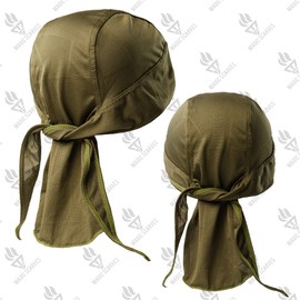 Magic Scarves Khaki Biker Skull Cap Pirate Bandanna for Men Breathable Headscarf Anti-UV Head Protection Adjustable Army Style Sweat Absorbing Cycling Head Wrap