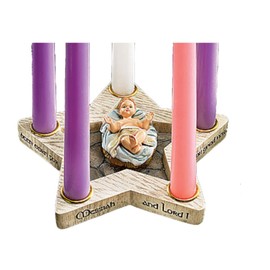 Religious Gifts Star Advent Wreath Candle Holder with Removable Baby Jesus Christ Christmas Decoration