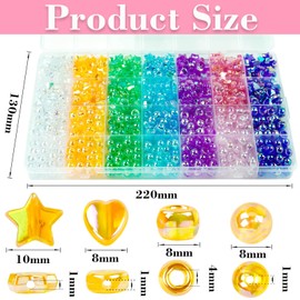 910 PCs Ombre Gradient Beads for Jewelry Making, 4 Shapes Acrylic Hearts Stars Round Pony DIY Craft Charms Bulk Loose Spacer Beads for Bracelets Necklaces Resin Molds Wedding/Party Decor Gift Making