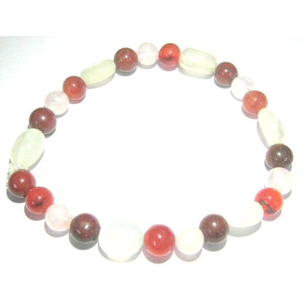 Bracelet Moonstone Carnelian Red Jasper Rose Quartz Beads Crystal Healing Fashion Wellness Peace Handmade Accessory