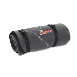 Fleece Blanket - Charcoal with Corvette Embroidered Emblem