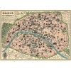 Vintage Paris Map Monuments Poster by Cavallini & Co. 20"