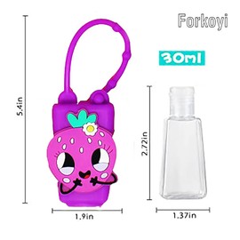Forkoyi Cute Silicone Hand Sanitizer Holders for Backpack, 8 Designs, 2.5 x 2.5 inches