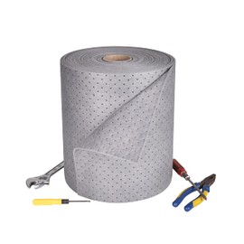 Aain LT10W Heavy Weight Oil Absorbent Mat Pads Roll, Universal Oil Absorbent Roll, Premium, Heavyweight, Polypropylene, Absorbing Mats 150' L x 15'' W,Gray (LT010W)