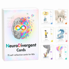 NeuroDivergent Cards - 75 Self-Reflection Therapy Cards for NDs, Autism & ADHD Tools for Adults, Teens, Coping Skills, Emotional Regulation, Mental Health Games & Therapist Gifts