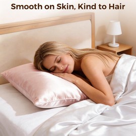 Satin Pillowcase with Zipper, Queen 20 x 26 Inch, Blush Pink, Cooling