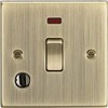Knightsbridge CS834FAB 20A 1G DP Switch with Neon & Flex Outlet - Square Edge Antique Brass