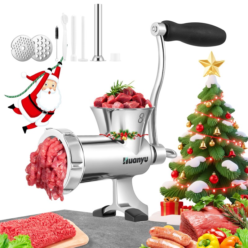 Huanyu Manual Meat Grinder-Heavy Duty Stainless Steel, Hand Crank Grinding