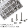FandWay 900Pcs M2 M2.5 M3 Hex Socket Countersunk Screws,304 Stainless