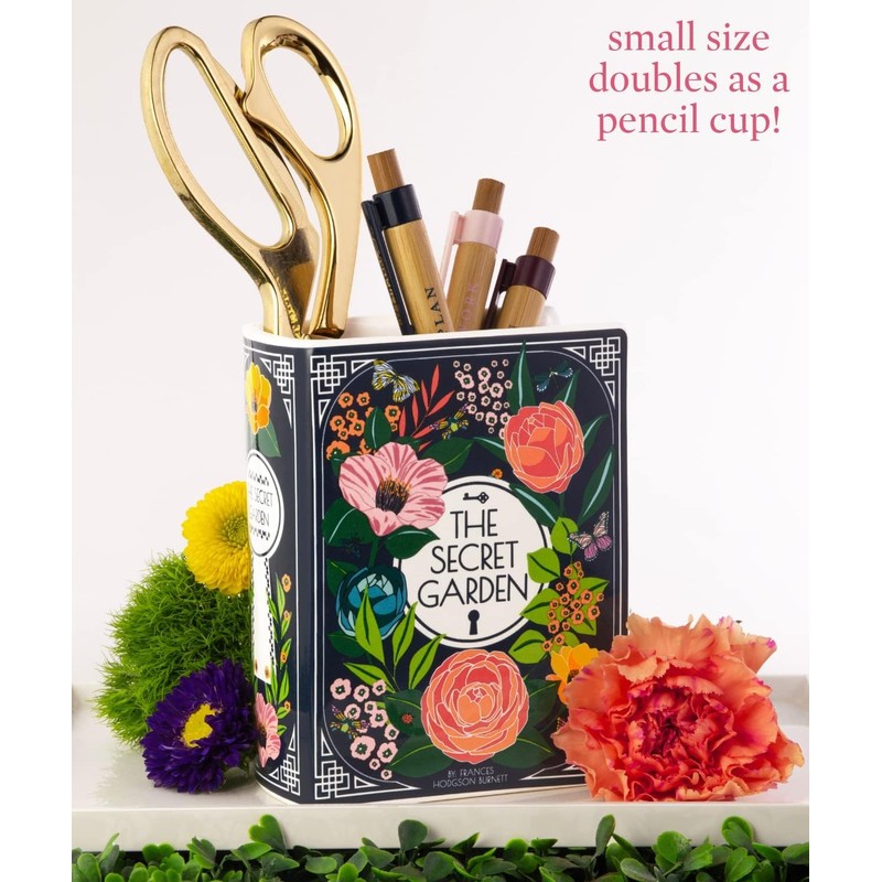 Small - Secret Garden Book-Shaped Decorative Vase, Ceramic Flower Vase